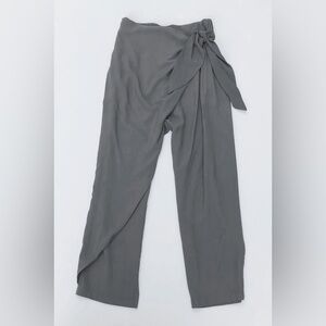 Chic Gray Wrap-Style Tie Waist Pants